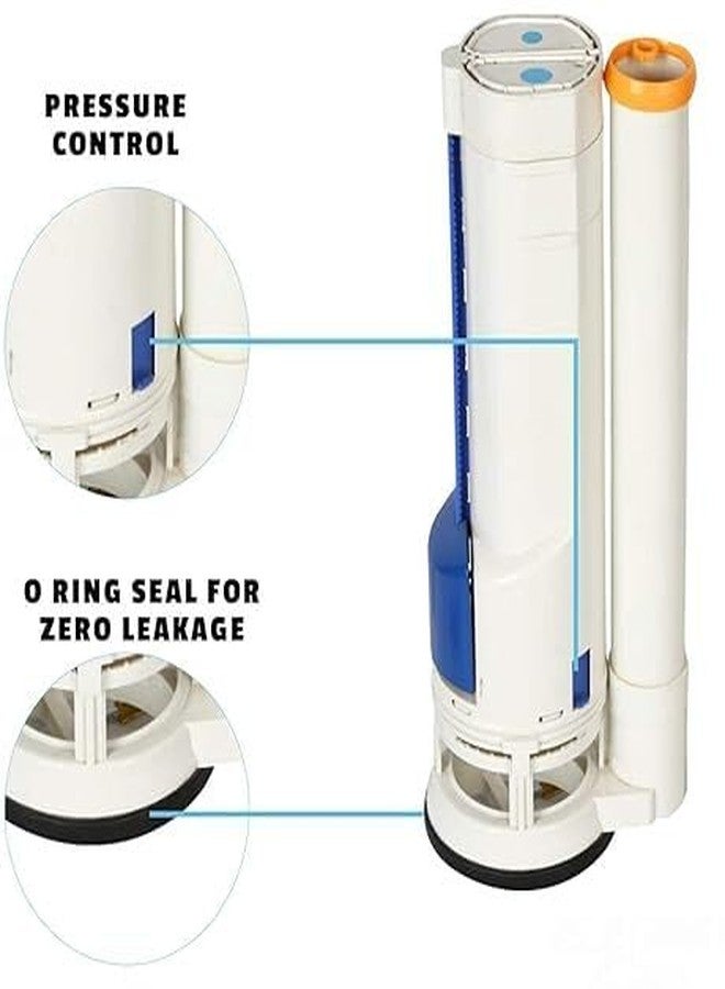 Ausam طقم إصلاح مرحاض موفر للمياه من قطعة واحدة مصنوع من البلاستيك | طقم تركيب خزان المرحاض مع زر ضغط دائري مطلي بالفضة، وصمام تعبئة، وسيفون تدفق | وصلة تدفق مزدوجة للمرحاض وخزان المرحاض (أبيض، 10 بوصة) - Image 2